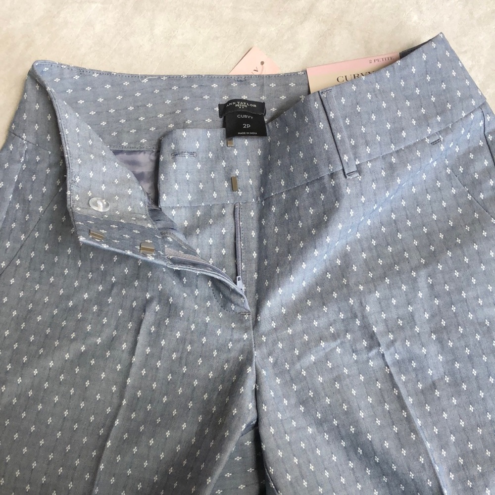 Ann Taylor Women's Curvy Cropped Leg Trouser Pants Gray White Diamond Size 2P - Picture 5 of 14
